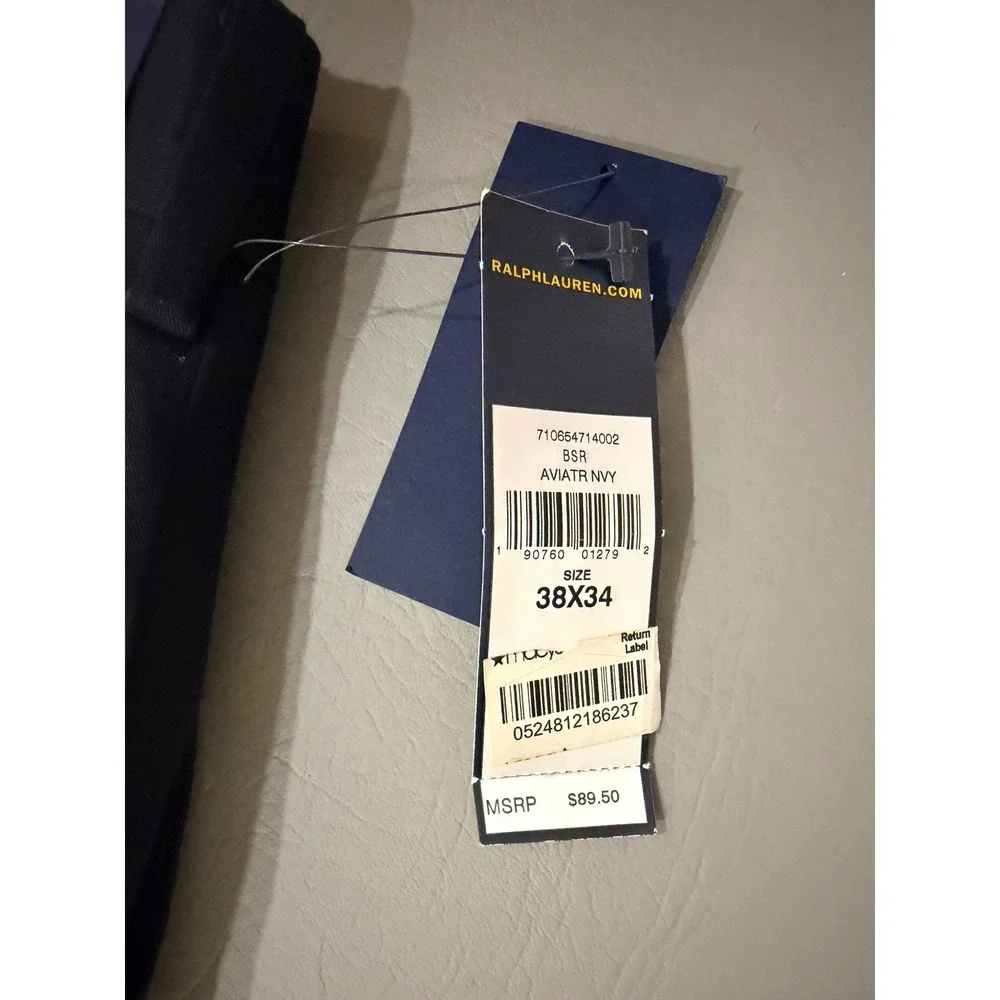 Polo Ralph Lauren Stretch Classic Fit Pants Mens Tag Size 38x34 Navy‎ Chino